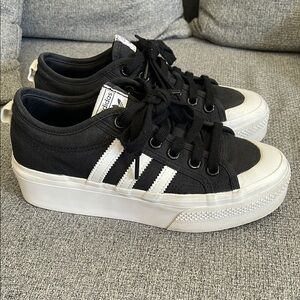 Adidas Nizza Women's Black and White Platform Sneakers